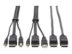 Tripp Lite Series Dual DisplayPort KVM Cable Kit 4K USB 3.5 mm Audio 3xM/3xM 6ft